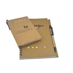 Bloc de notas Kraft con logotipo personalizado con bolígrafo, notas adhesivas, cuaderno Eco Kraft, blocs de notas impresos personalizados con bolígrafo - Product Image 4