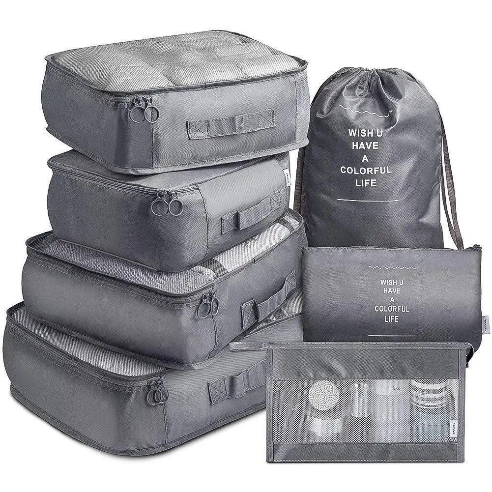 Set tas travel, tujuh buah barang pribadi, set tas organizer perjalanan
