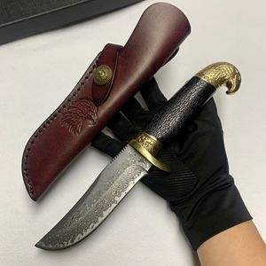 Làm bằng tay Damascus thép ngoài trời dao độ cứng cao đa chức năng cố định lưỡi cho tự vệ cắm trại sắc nét trái cây dao gỗ - Product Image 3