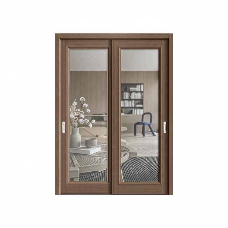 wholesale price simple design Melamine board pvc Interior wooden laminated door or Sliding tempered glass door