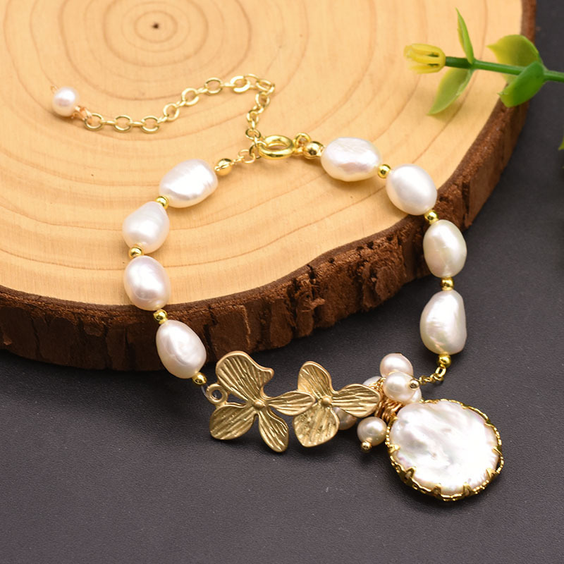 GB0204C-14 Pulsera de perlas con bordes