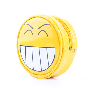 かわいい小さなポケット財布ラウンドイエローPVCイヤホン式プリントコインキーバッグ - Product Image 3