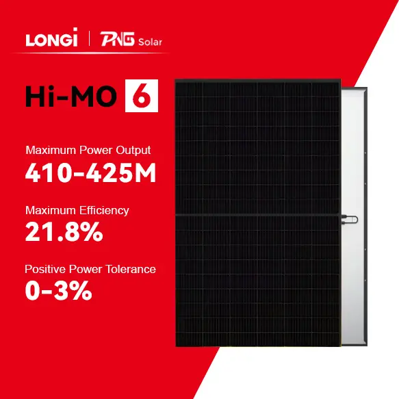 Panel solar de diseño de módulo negro completo Longi, apariencia estética Hi-Mo 6 adecuada para proyectos distribuidos