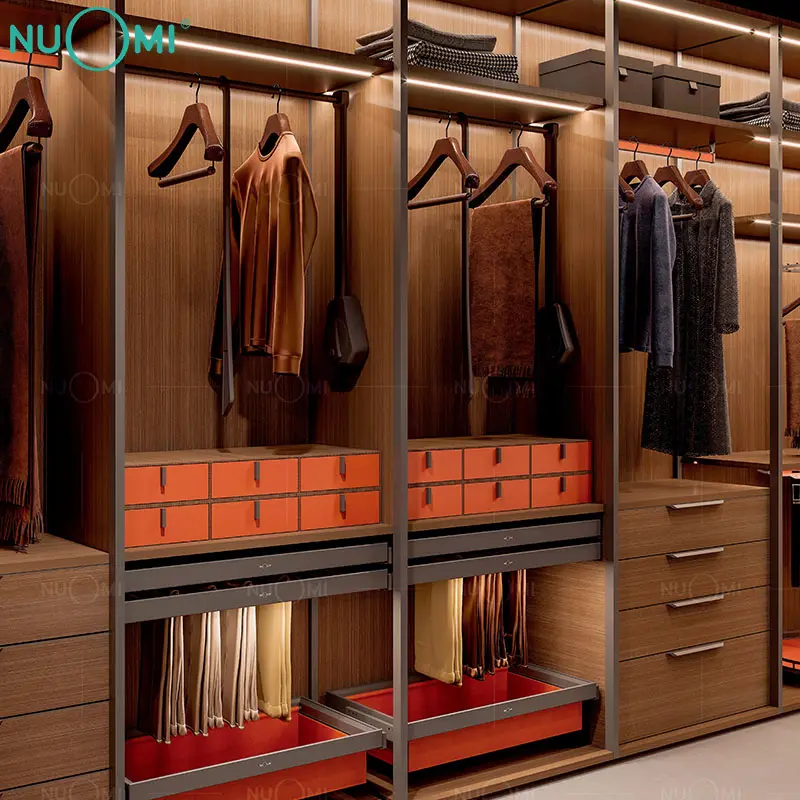 Nuomi جديد تصميم الفاخرة المشي في خزانة إكسسوارات خزانة الملابس تصميم وحدات أثاث غرفة نوم خزانة عصرية