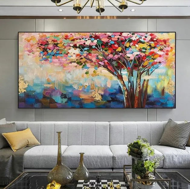 Oil Painting Colorful Tree Oil Painting on Canvas Still Life Paintings Wall Art Custom Home Decor