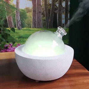 Concrete Base <strong>Glass</strong> Cover <strong>Ultrasonic</strong> Aroma <strong>Diffuser</strong> 200ml Essential Oil With 7 Colors Night Light Wholesale - Product Image 5