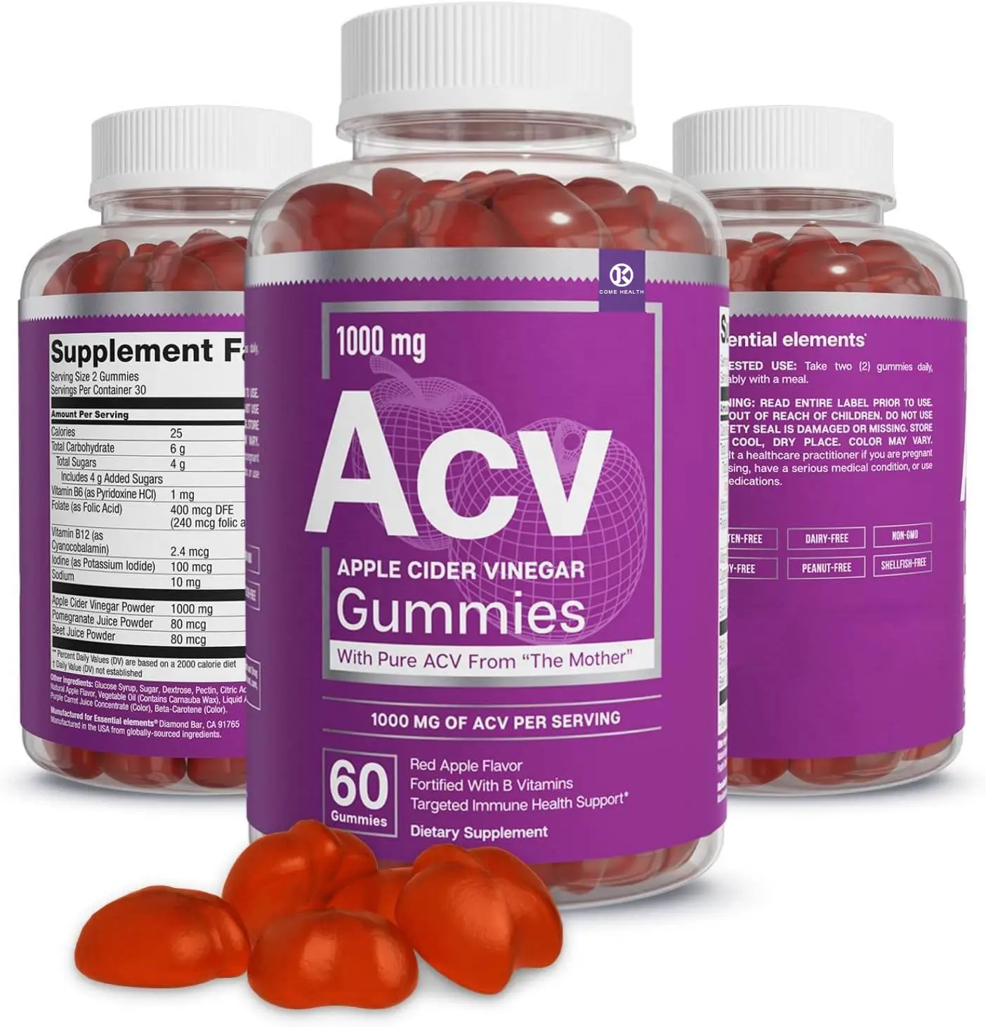 ผู้ค้าส่ง OEM น้ําส้มสายชูแอปเปิ้ลไซเดอร์ยอดนิยม Gummies พร้อม ACV บริสุทธิ์และวิตามิน B6 และ B12 สําหรับการเผาผลาญไขมันและการลดน้ําหนัก