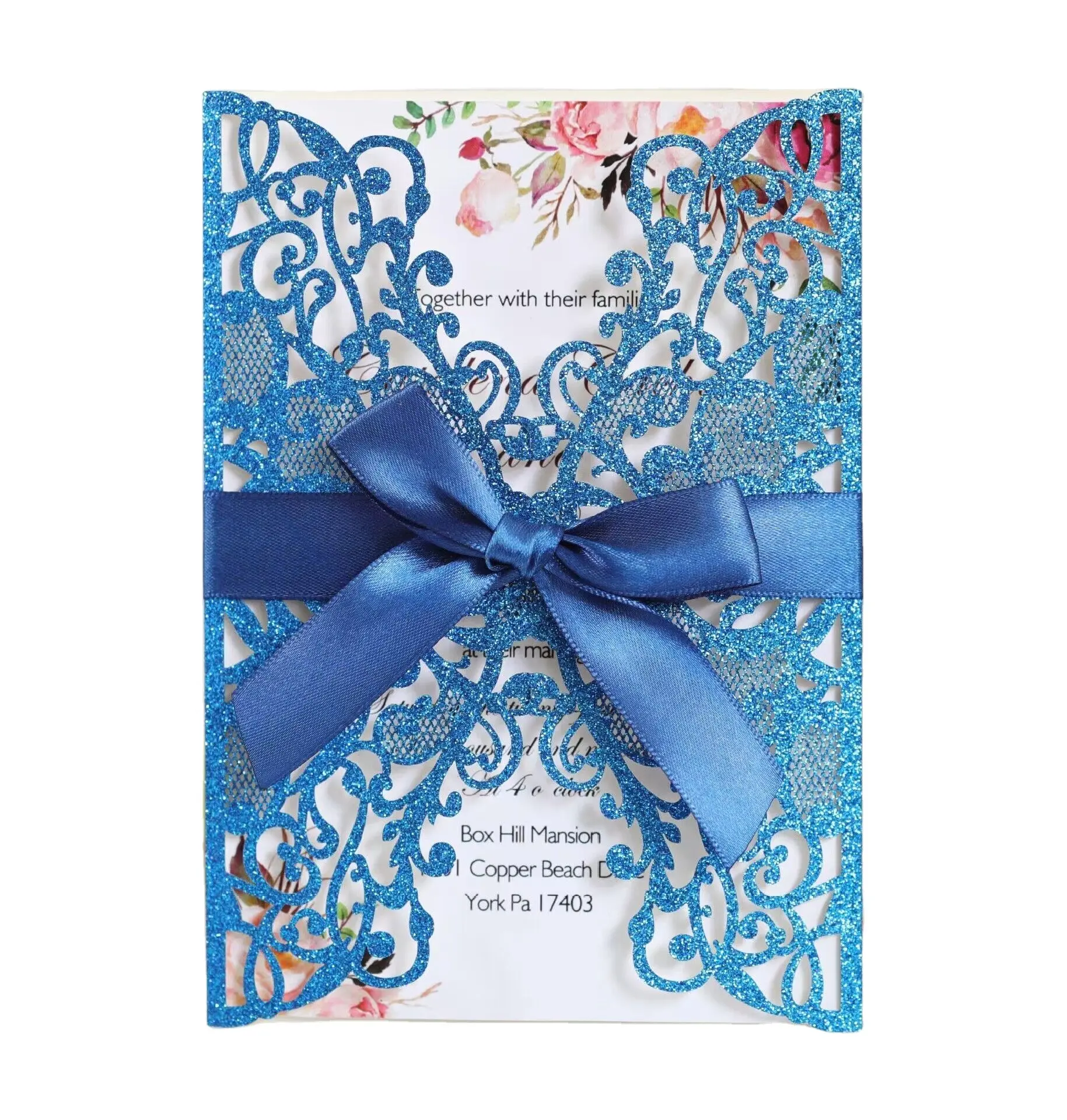 Ustom-tarjeta de boda personalizada, tarjeta de invitación de boda cortada con láser, tarjeta de agradecimiento con sobre