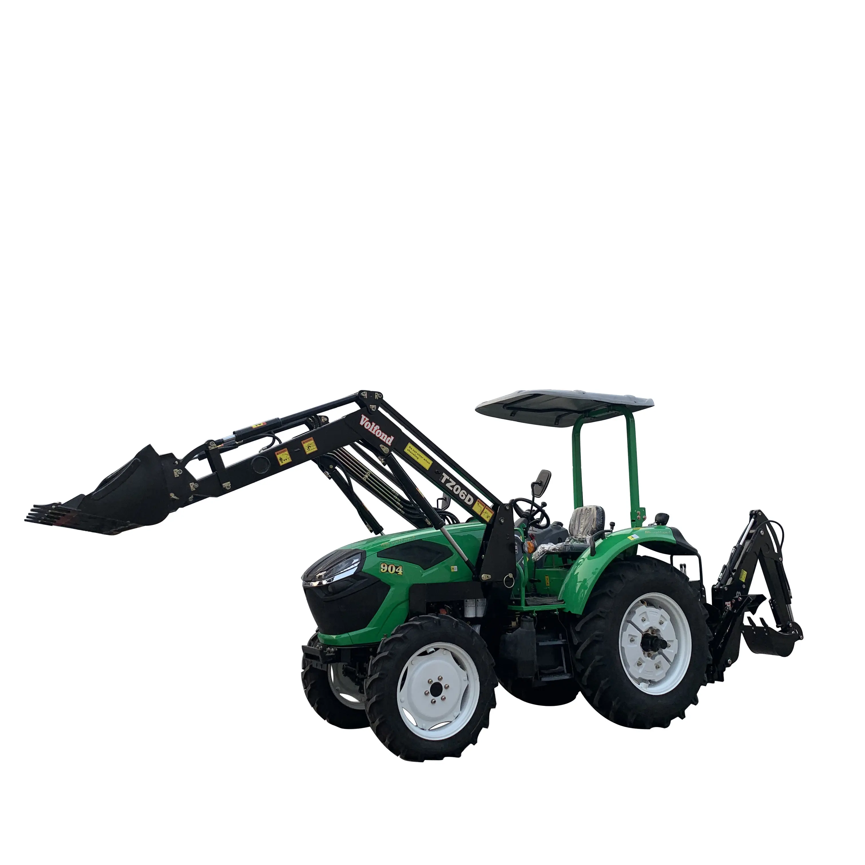 Sun-shade Farmer Use 4wd 4x4 Agricol 3-point Linkage With Front End Loader and Backhoe 90hp Farming Multifunctional Tractors
