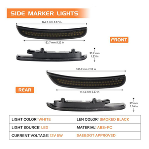 ダッジチャージャーLD2015-2023フロントリアバンパーマーカーランプスモークレン用LEDサイドマーカーライト、4PCS (ホワイトLED) - Product Image 4
