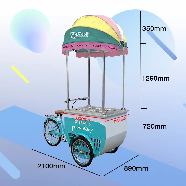 Sepeda Gelato roda tiga sepeda, keranjang es krim italia/sepeda roda tiga/es krim dengan kanopi
