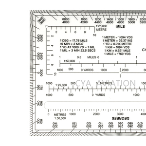 6*4 אינץ מד זוית עם כריך קו הדפסות מד זווית מכויל בשני מעלות ומיל, מטרים וחצרות - Product Image 6