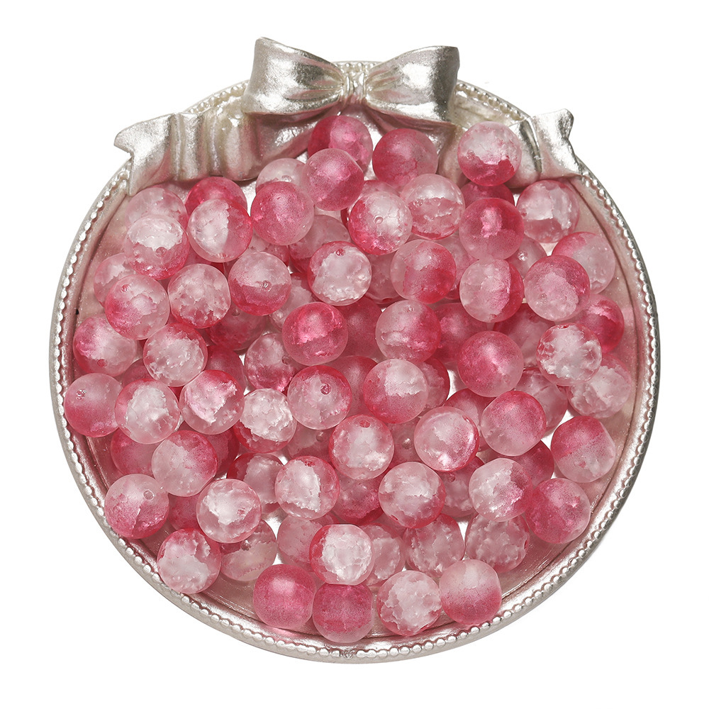 Perles de verre dépoli 10mm - blanc rosé