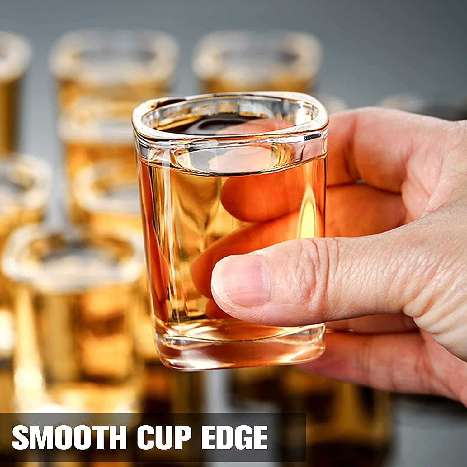 Heavy Base 2.2 oz Square Shot Glasses Small Whiskey Shot Glasses