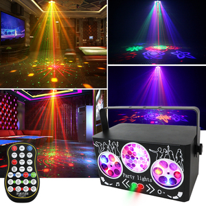 40W 5 IN1 DJ Disco Sound Bühnen beleuchtung Grün Rot Muster Bienen auge Gobo Amber Strobe Effects Remote DMX Control Beam Projektor - Product Image 4