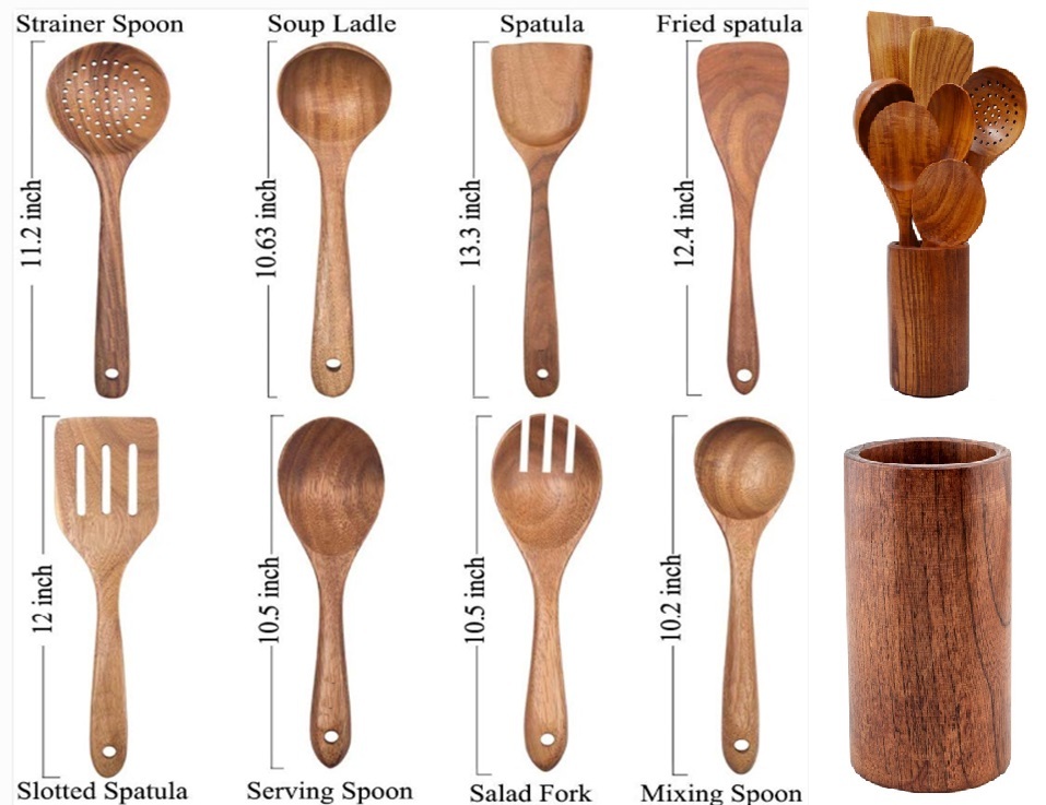 brown 9pc cooking untensil set