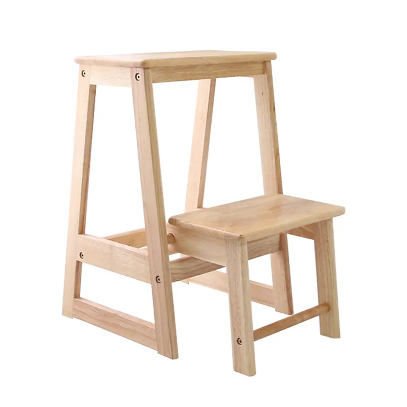 2 단계 사다리 의자 벤치 발판 욕실 미끄럼 방지 가정용 가구 휴대용 접는 단단한 나무 의자