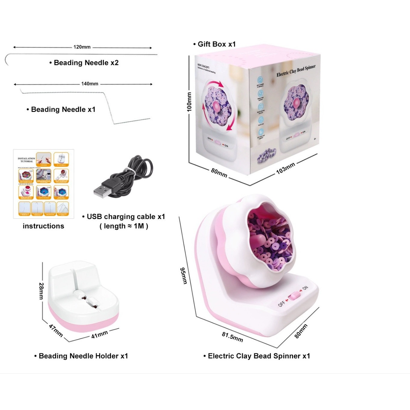 Nuevo cordón de cuentas rosa (183g)