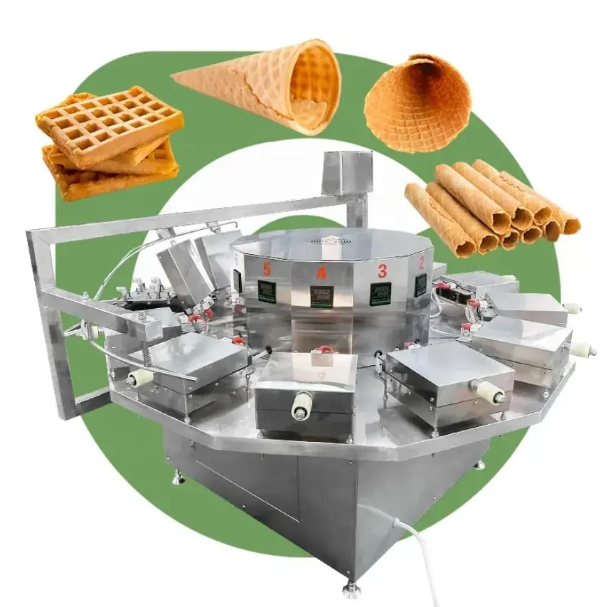 Multifunción Donut Fish Shape Wafer Equipment Máquina de cono de helado suave