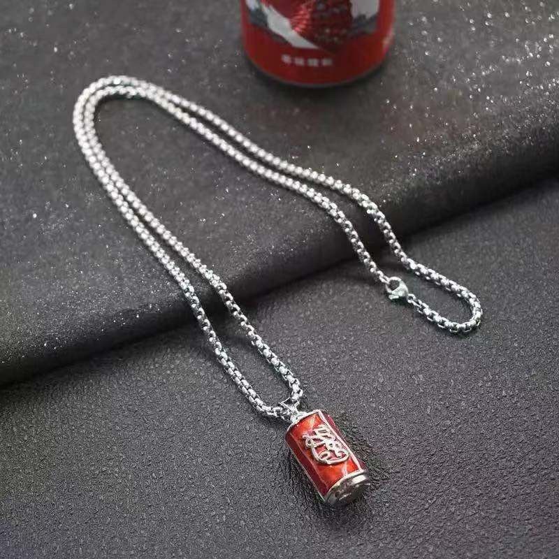 Xl0094 red coke bottle with steel chain 70cm