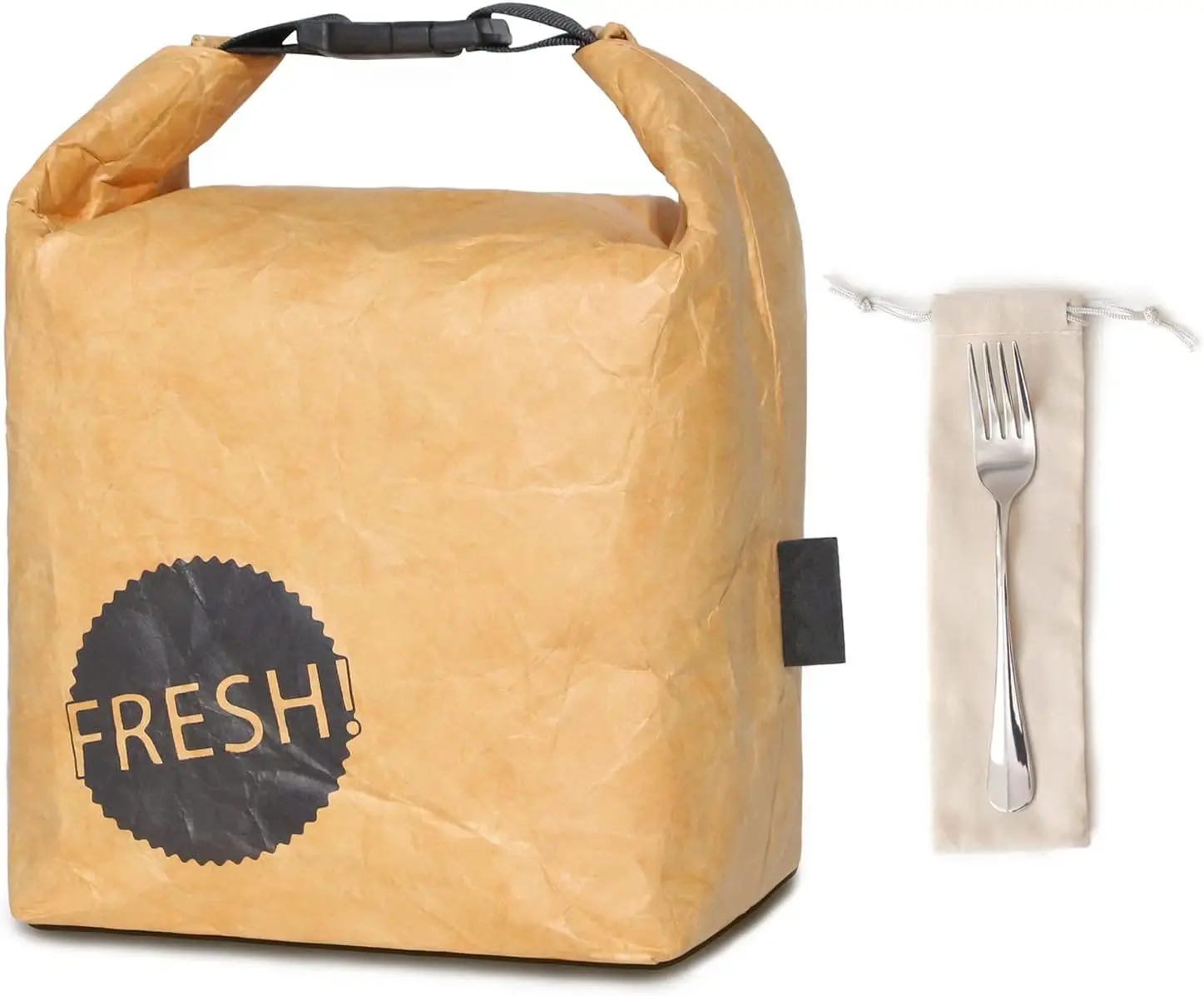 Collapsible Lunch Bag Water-Resistant Tyvek Lunch Box for Women, Reusable Brown Paper Lunch Bag