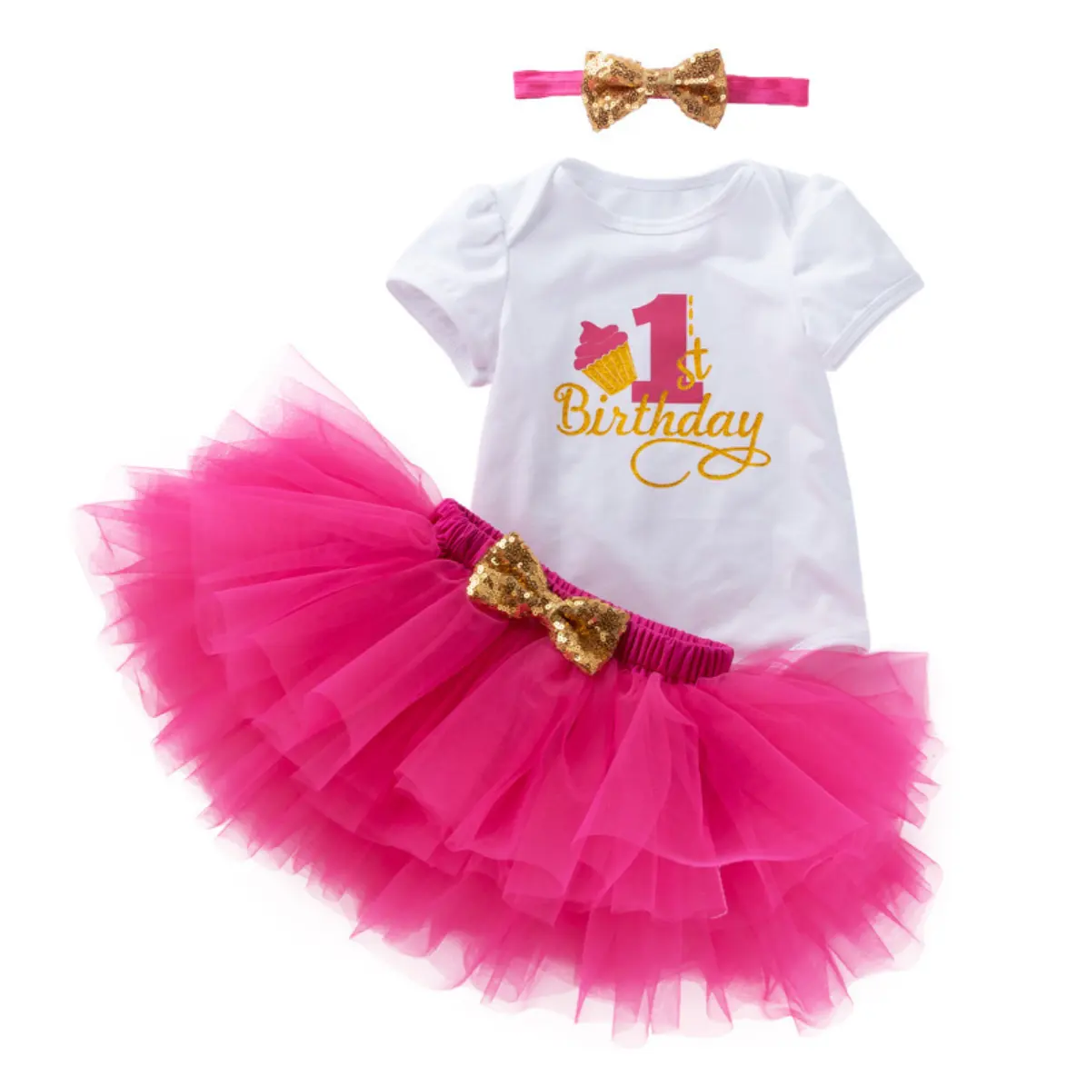 Pagliaccetto estivo neonato + gonna Tutu con fascia per la testa 3 pezzi festa di compleanno set di abbigliamento per bambina vestiti per bambini