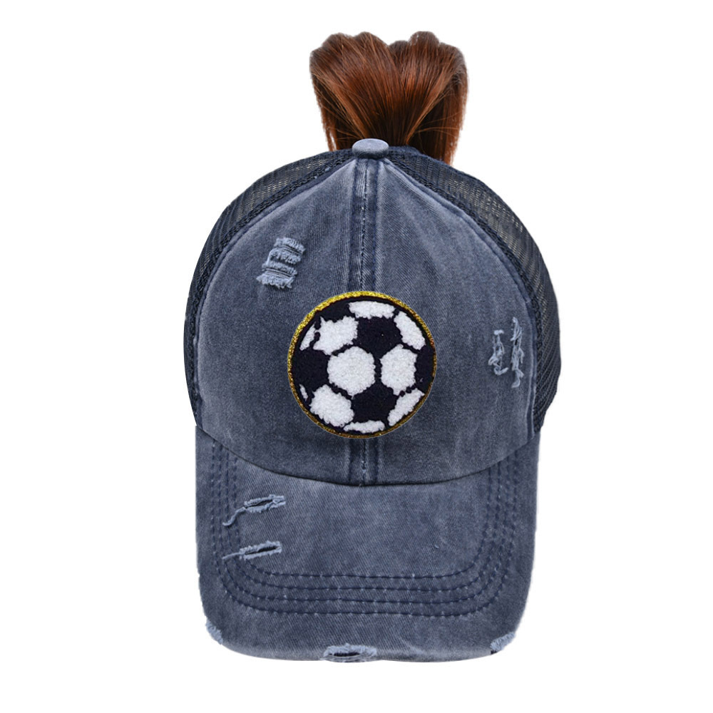 Casquette en maille déchirée bleu marine-adulte