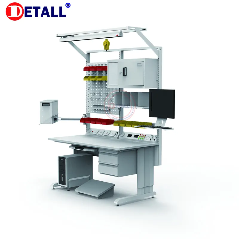 Detall electronic rubber solid wood esd desk workbench anti static workshop standing workstation