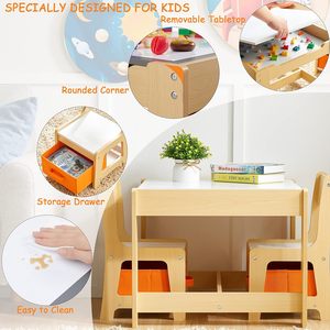 Çocuklar için ayrılabilir duyusal masa ve sandalye seti, depolama çekmeceleri ile 3 In 1 ahşap tulumları çizim masası - Product Image 4