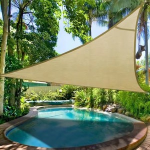 10*10 * 14ft açık veranda file tente üçgen güneş yelken UV blok dokuma poli PVC HDPE malzeme güneşlik restoranlar için - Product Image 5