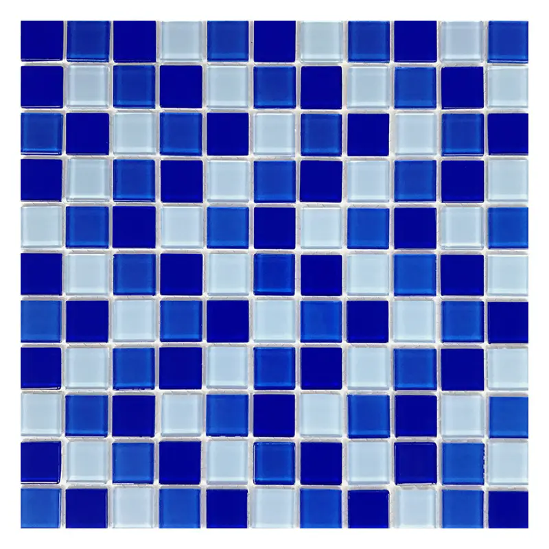 ZF 25*25*4mm mavi karışık kristal mozaik ucuz yüzme havuzu fayansı zemin cam mozaik fayans yüzme havuzu kiremit için