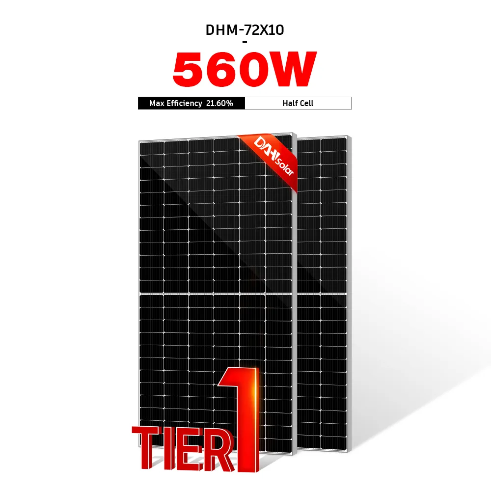 DAH 태양 에너지 패널 550 와트 고효율 모노 광전지 540 와트 550 와트 560 와트 블랙 태양 전지 패널