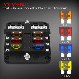 DIY 32V 100A 6 Way ABS PC銅ヒューズブロックLEDヒューズホルダー防水ATO ATCカーブレードヒューズボックス透明カバー付き - Product Image 2