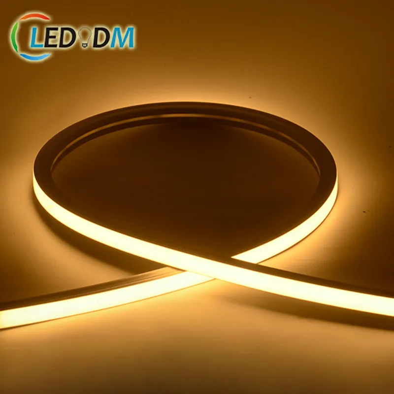 Cuerda de neón flexible impermeable, luz led de 12x12mm, curva superior, manguera de silicona negra, 5m/rollo, 12V de CC, CRI80, RGB, 5cm, corte de neón