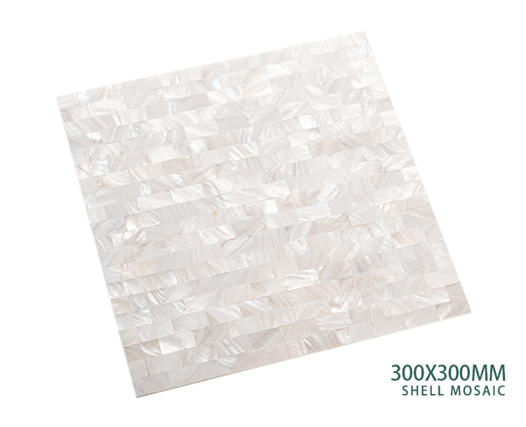 wholesale white rectangle shell mosaic peel and stick seamless natural seashells tile