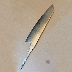 CW190K1菜刀空白刀片Kiristsuke刀大马士革Blalde锤坑纹理部分唐柄<span class=keywords><strong>DIY</strong></span>刀片