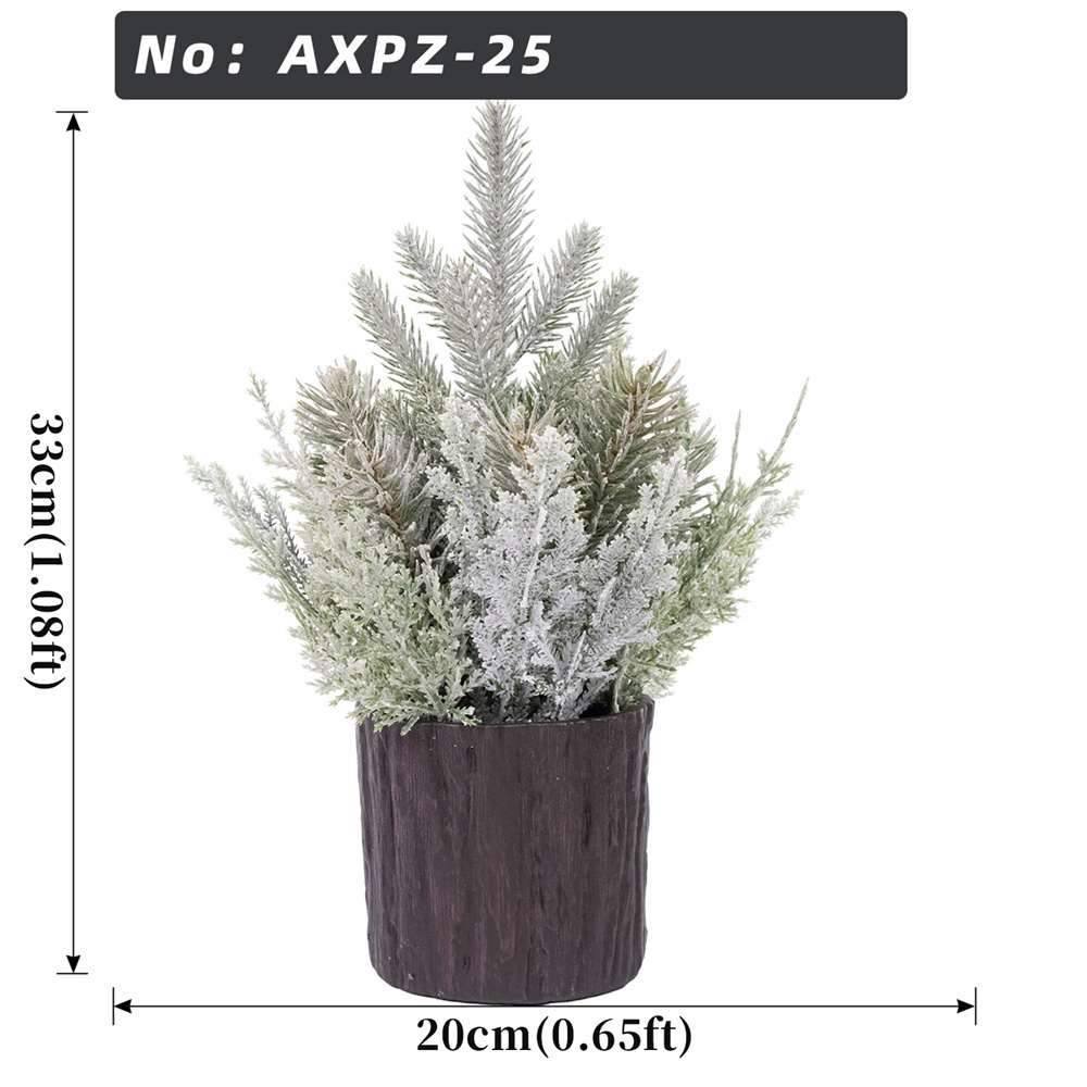 Flocked Pine Cedar Artificial Mini Christmas Tabletop Plant
