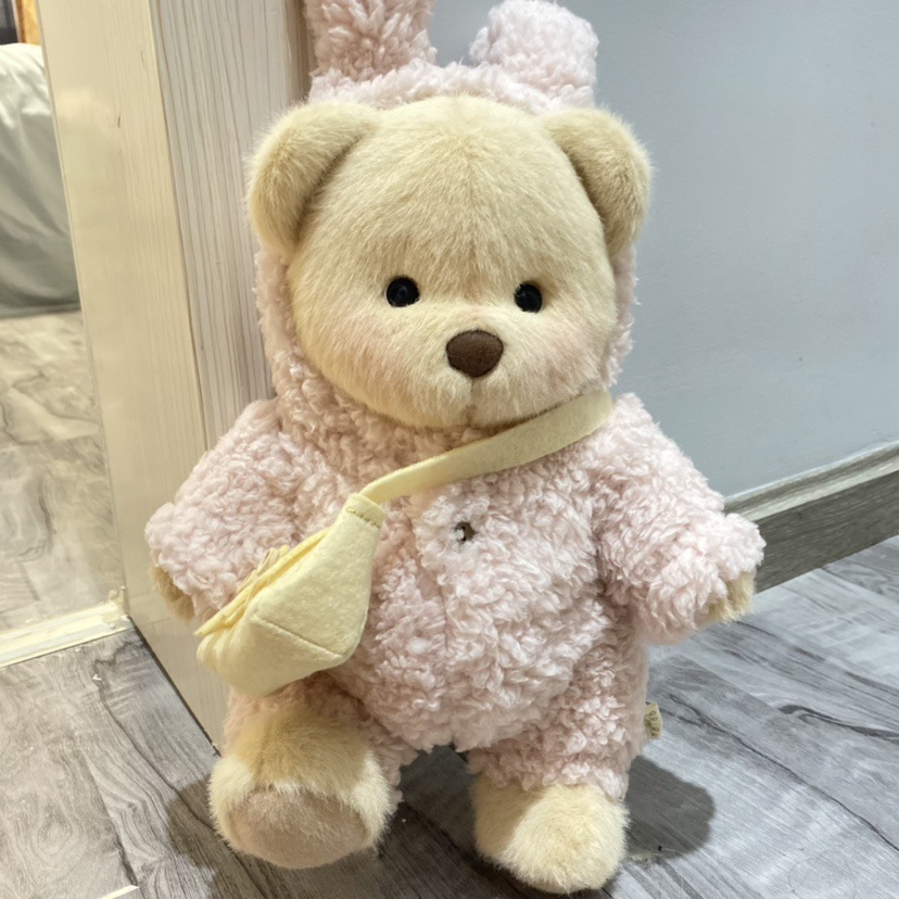 Sac bouton combinaison peluche poudre sans ours