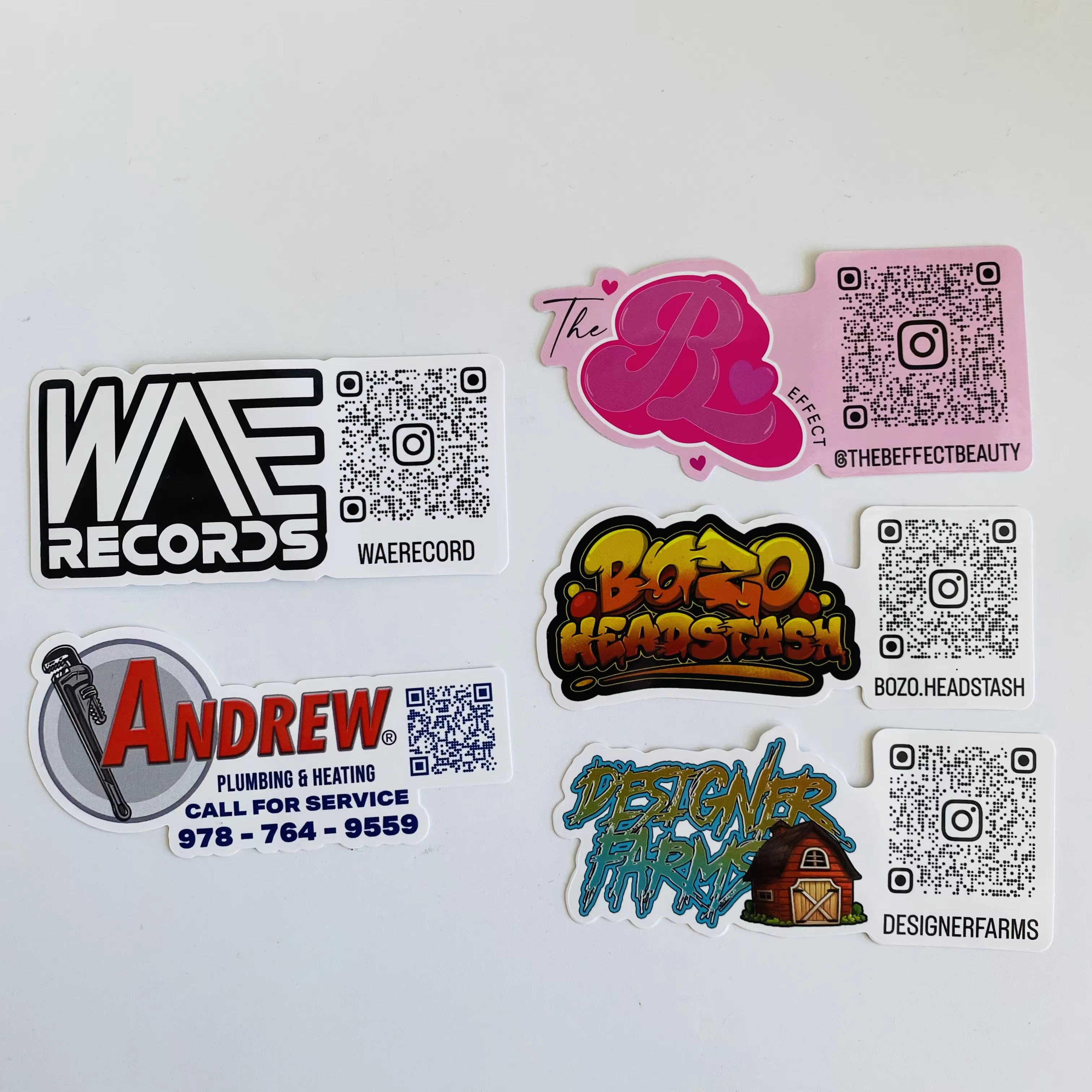 Custom stickers with QR code printing example