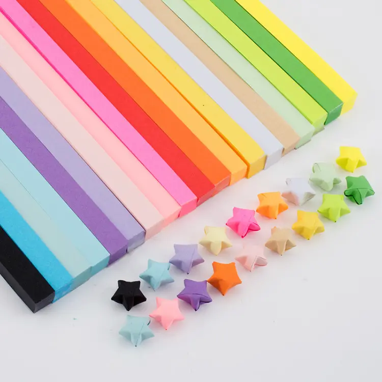 Baskılı ve Glitter Origami yıldız katlanmış kağıt şerit şerit kraft el işi kağıdı PVC ofset baskı nem geçirmez bakire odun hamuru kabul