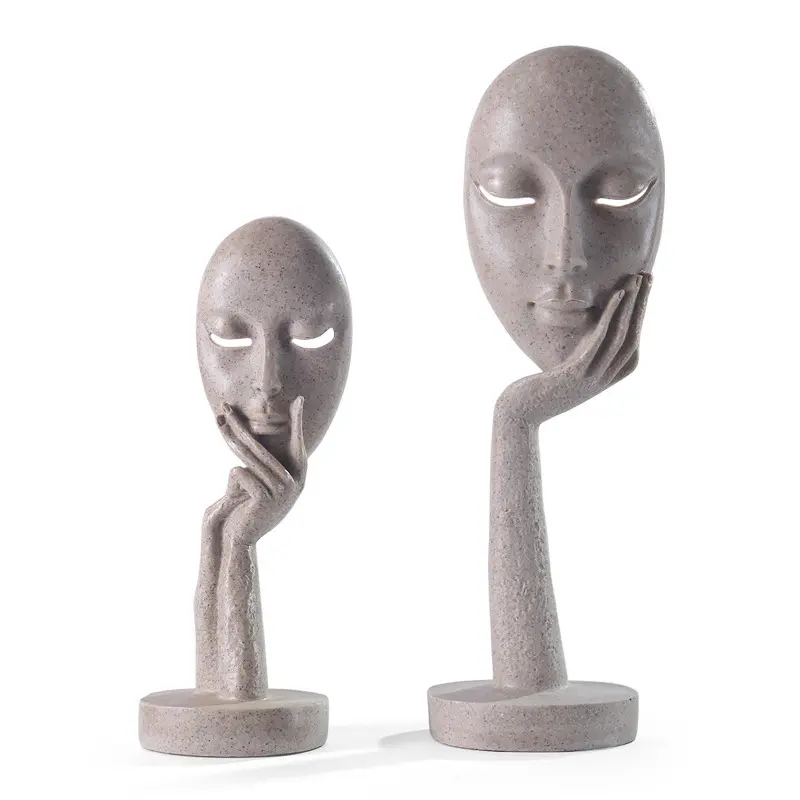 Actory-artesanía de resina para decoración de sala de estar, escultura facial con adorno de máscara