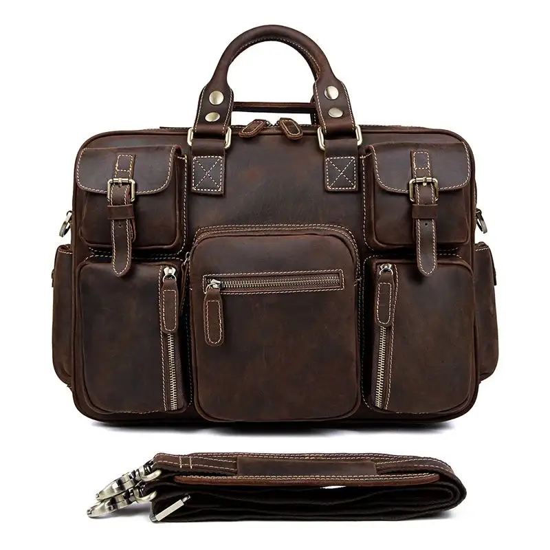J.M.D Factory Vintage Echt leder Anwalt Geschäfts reise Handtasche Messenger Arbeits tasche 15 Zoll Laptop tasche Aktentasche für Männer