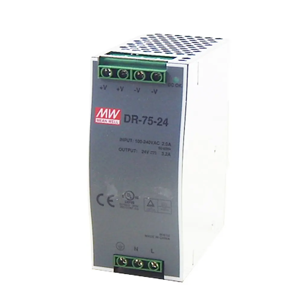 meanwell DR-75-24 power supply cheap smps 220v dc to 110v dc 12v 24v 36v din rail power supply