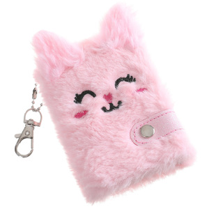 A7 Cute Cat Plush <strong>Notebook</strong> for Girls Kawaii Pendant Keychain Furry Cats <strong>Notebook</strong> Daily Planner Journal Book <strong>Note</strong> Pad Stationery