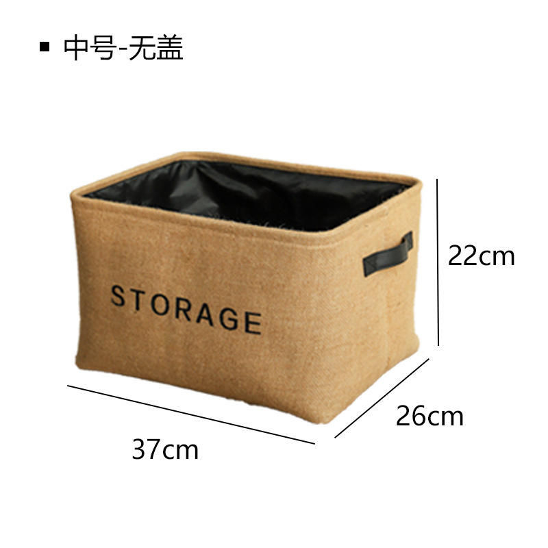 Cesta de almacenamiento de letras de yute de tamaño mediano sin tapa