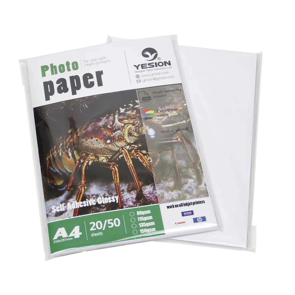 Yesion Adesivo glossy Photo Paper a3 adesivo jato de tinta papel fotográfico 90 A4 Auto Adesivo Papel Fotográfico Brilhante Para Impressora Jato de tinta g 135g