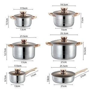 厂家批发厨具12件不锈钢金胶囊炊具锅碗瓢盆不粘炊具套装 - Product Image 5