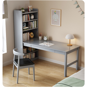 Mesa de aprendizaje sencilla para el hogar, mesa de madera maciza para juegos, escritorio doble para tres personas, librería, escritorio de escritura integrado - Product Image 5