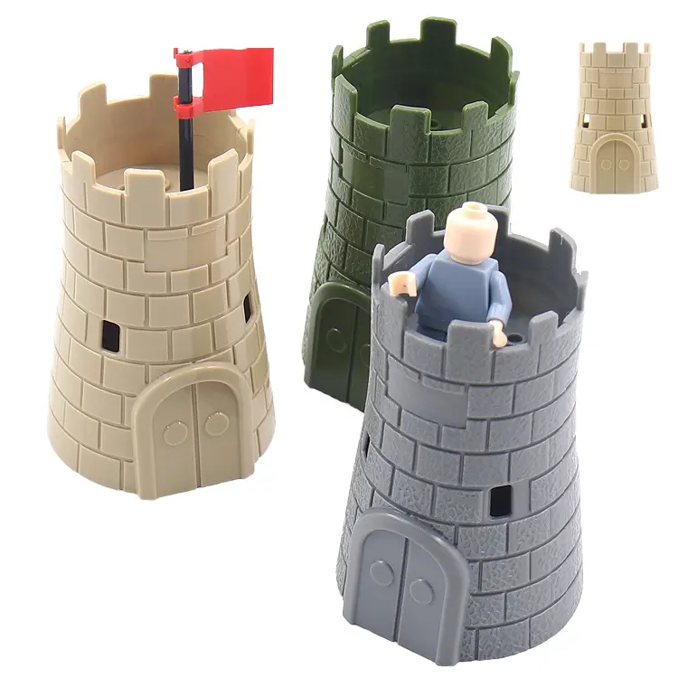 Château médiéval tour MOC briques blocs de construction modèle en plastique jouet pour armée WW2 militaire soldat pièces accessoires