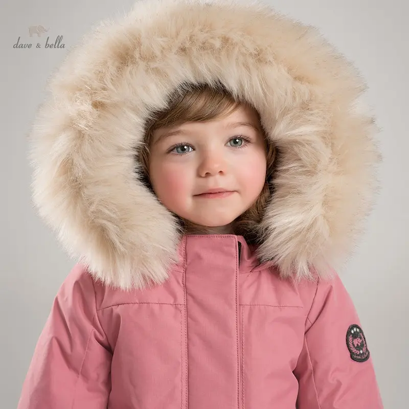 DB6328-G dave bella winter baby mädchen unten jacke kinder 90% weiße ente unten polsterung mantel kinder mit kapuze oberbekleidung